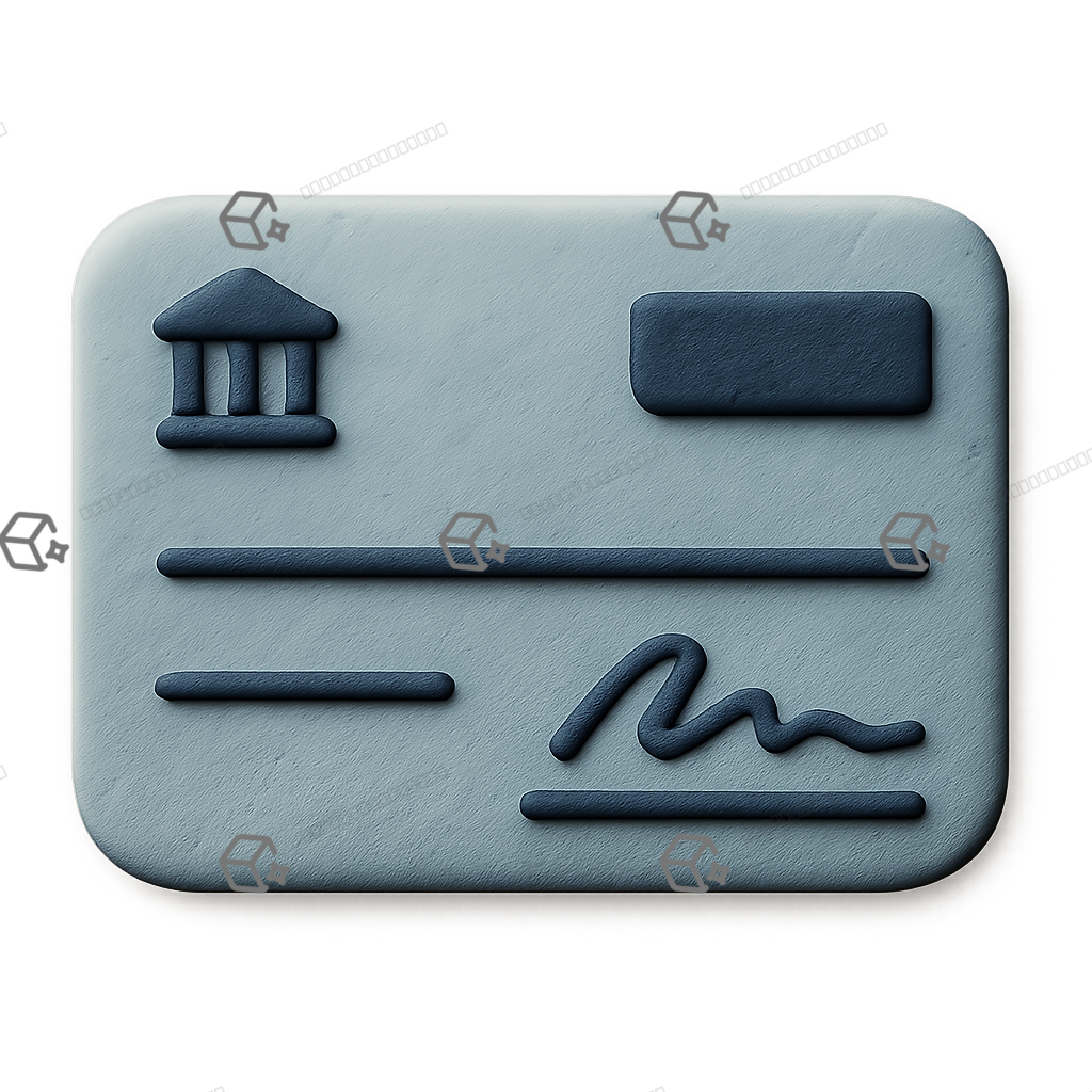 ThreeDIcons Clay Bank Check Icon with Signature Line Matte