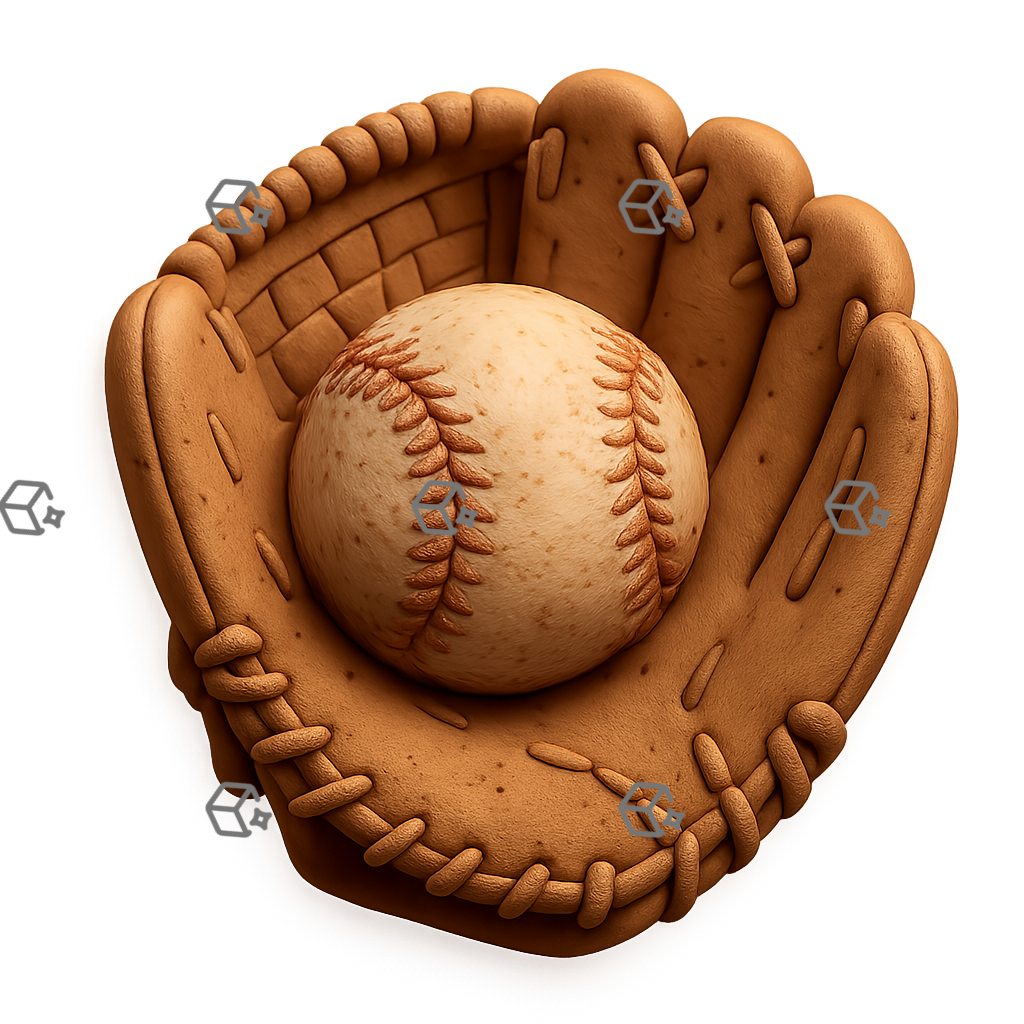 Matte 3D Clay Baseball Glove with Stitched Ball Icon
