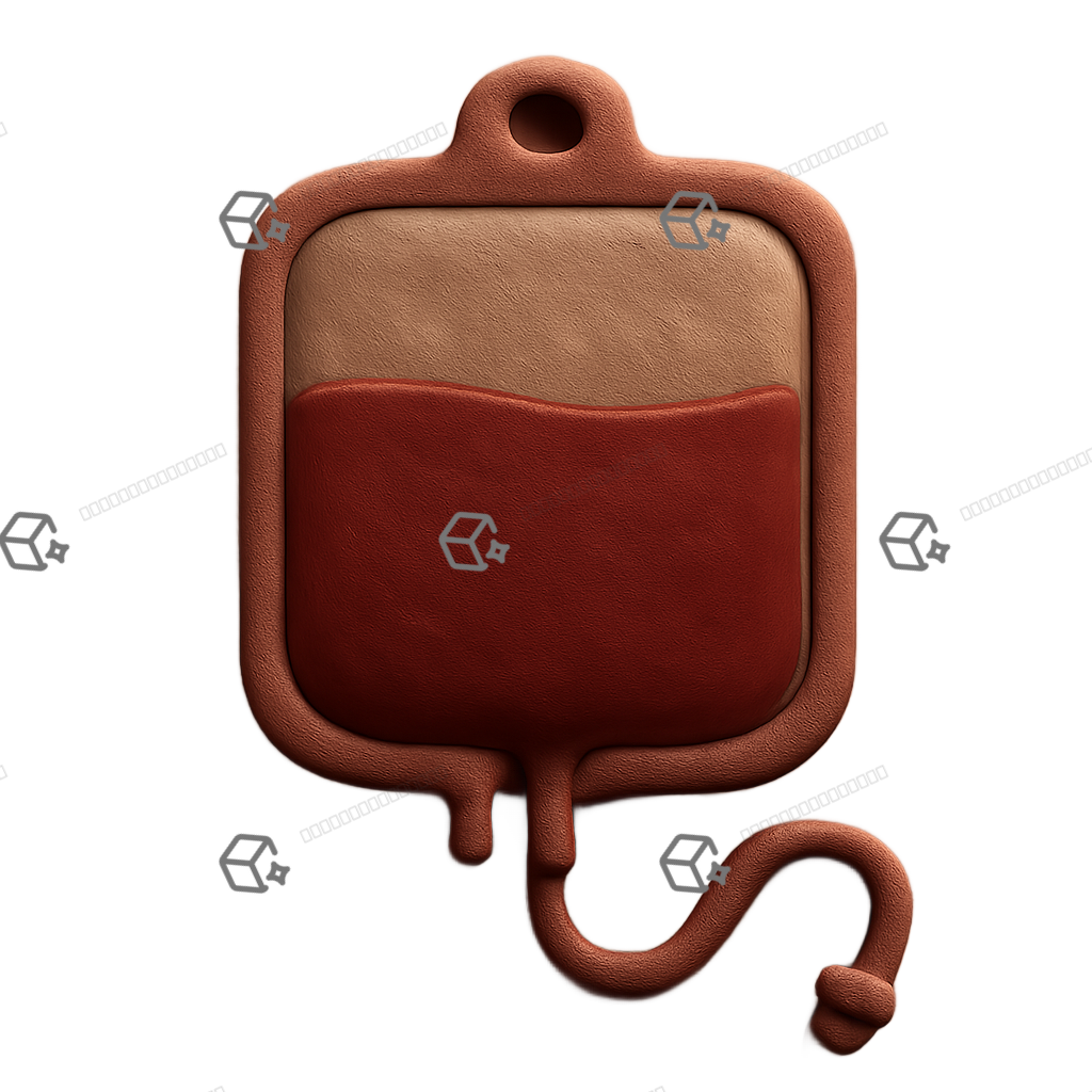 Matte 3D Clay Blood Bag Icon - Soft Healthcare Visual