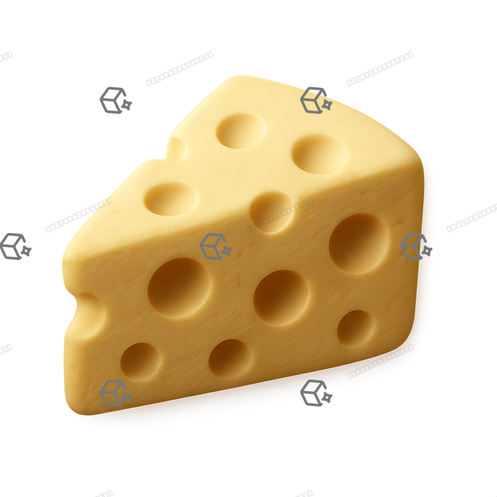 3D Clay Swiss Cheese Wedge Icon — Soft Tactile Pale Yellow