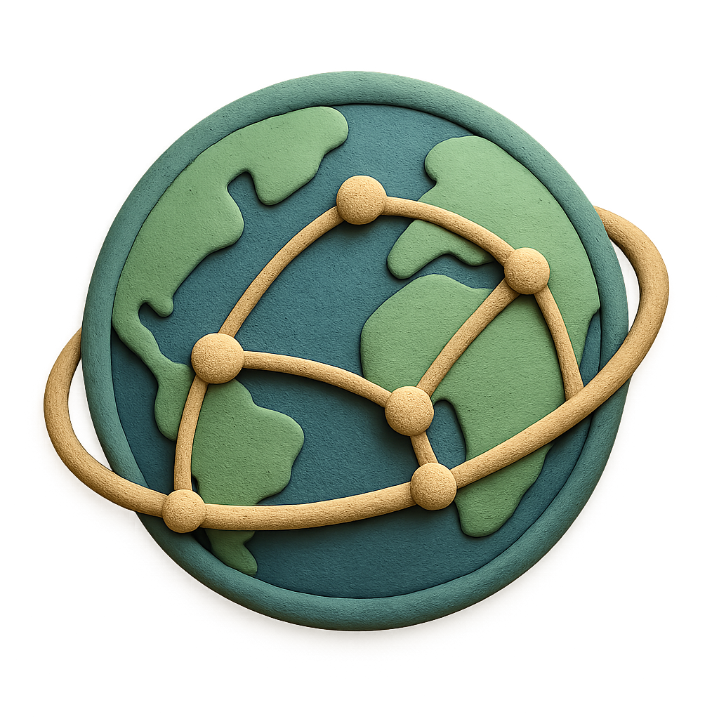 3D Clay Globe with Connecting Dots — Network Icon Symbol
