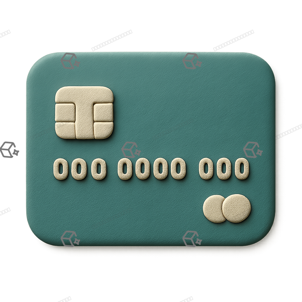 Teal Ivory 3D Clay Credit Card Icon — Rounded Matte