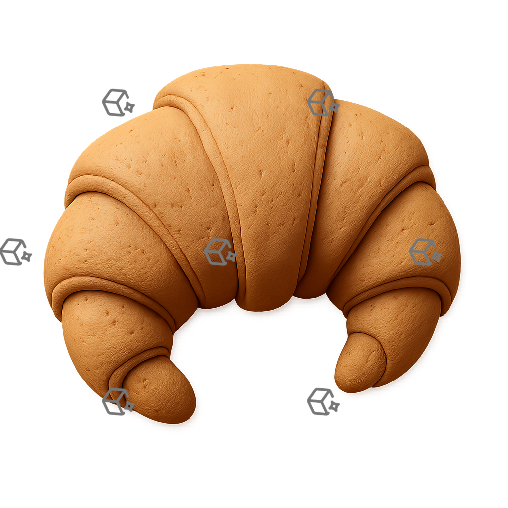 Buttery Clay Croissant Icon — 3D Food Emblem for Apps & Menus