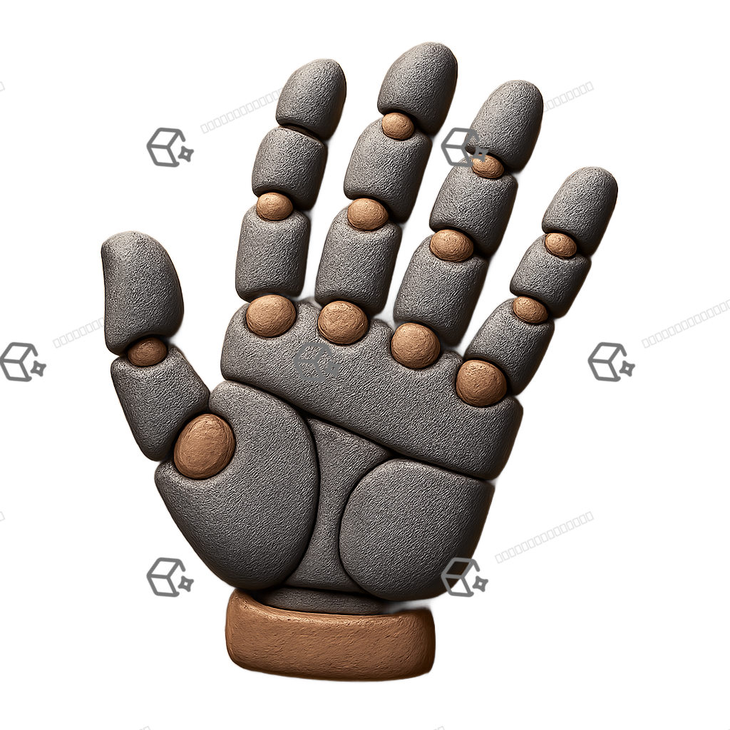 3D Clay Robotic Hand Icon — Steel & Rose Gold for AI UI