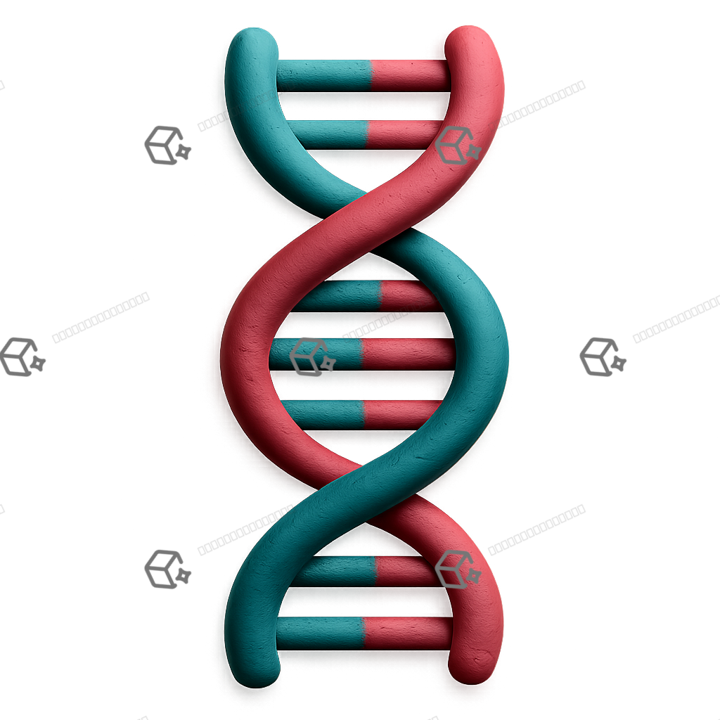 Soft 3D Clay DNA Helix Icon in Teal & Magenta Finish