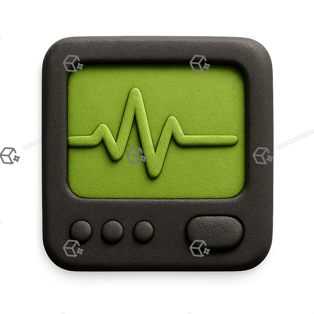 Matte 3D Clay ECG Monitor Icon — Soft Health UI Element