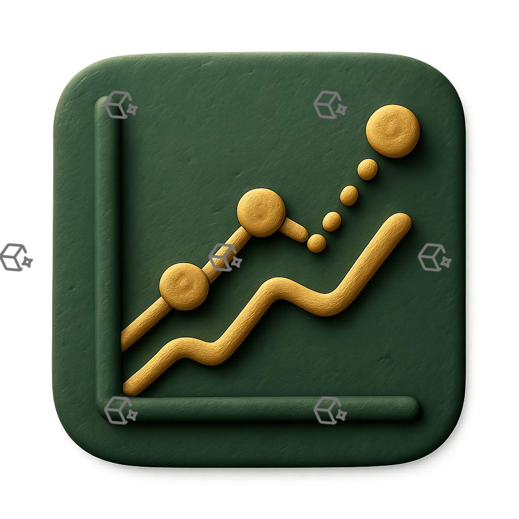 3D Clay Predictive Analytics Graph Icon — Forecast