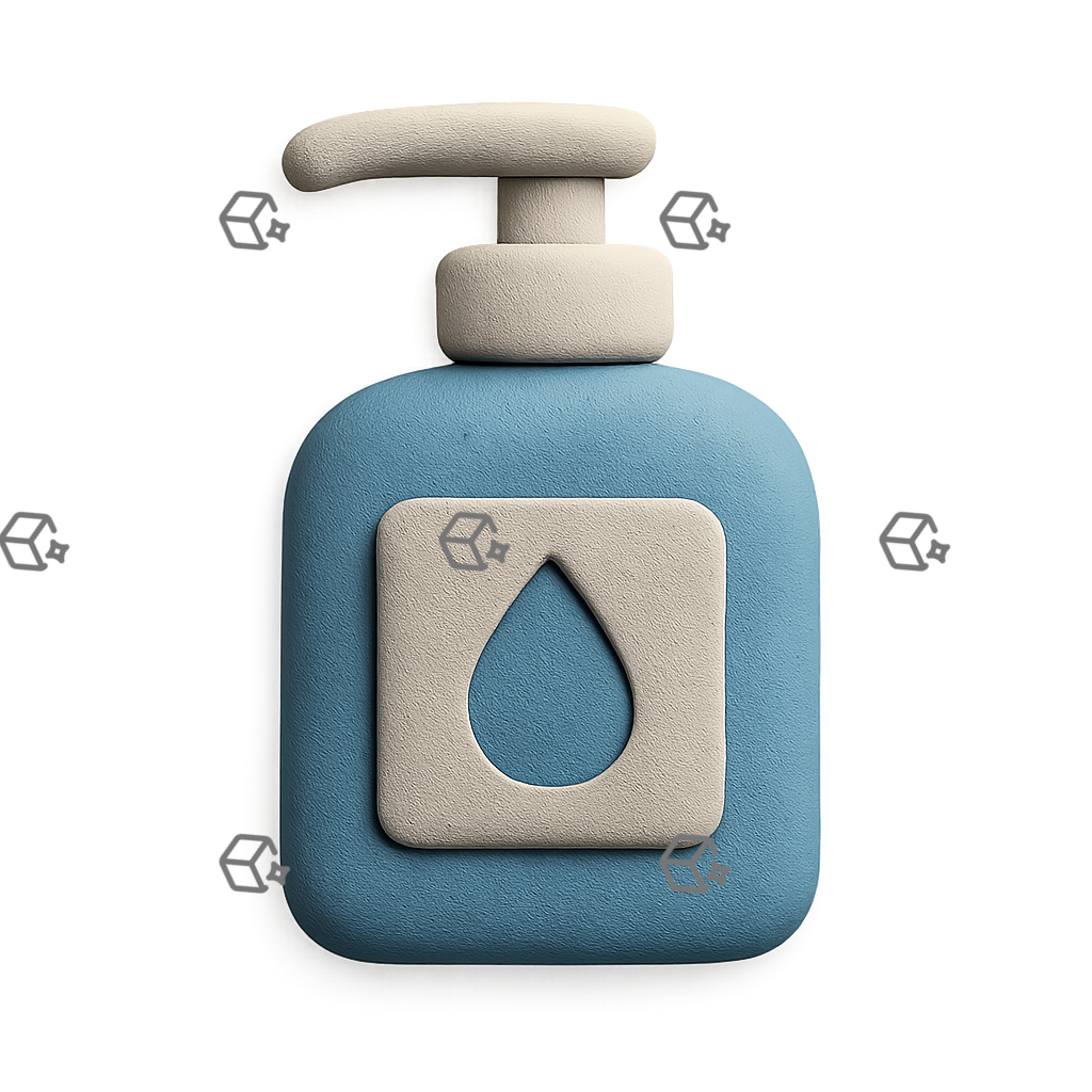 3D Clay Sanitizer Pump Icon — Rounded Matte Tactile