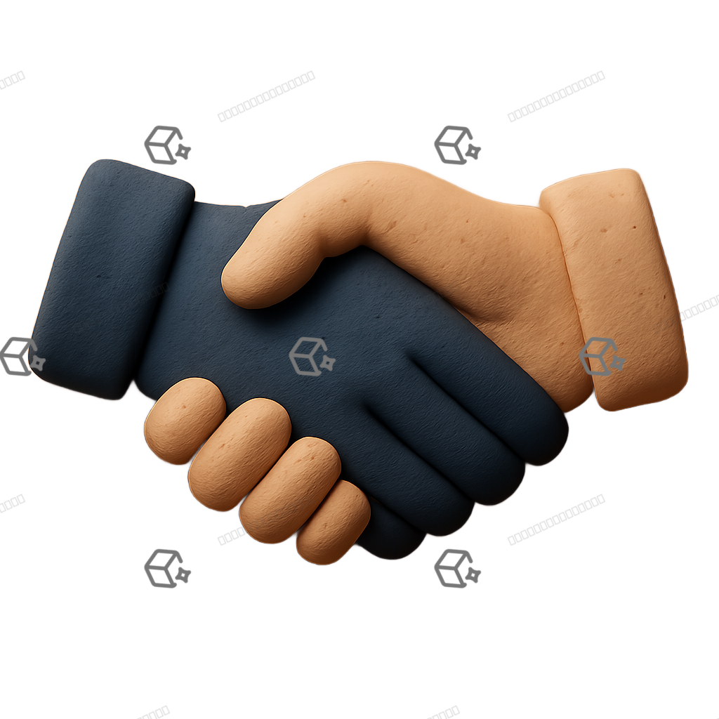 3D Clay Handshake Icon — Warm Partnership Rounded Emblem