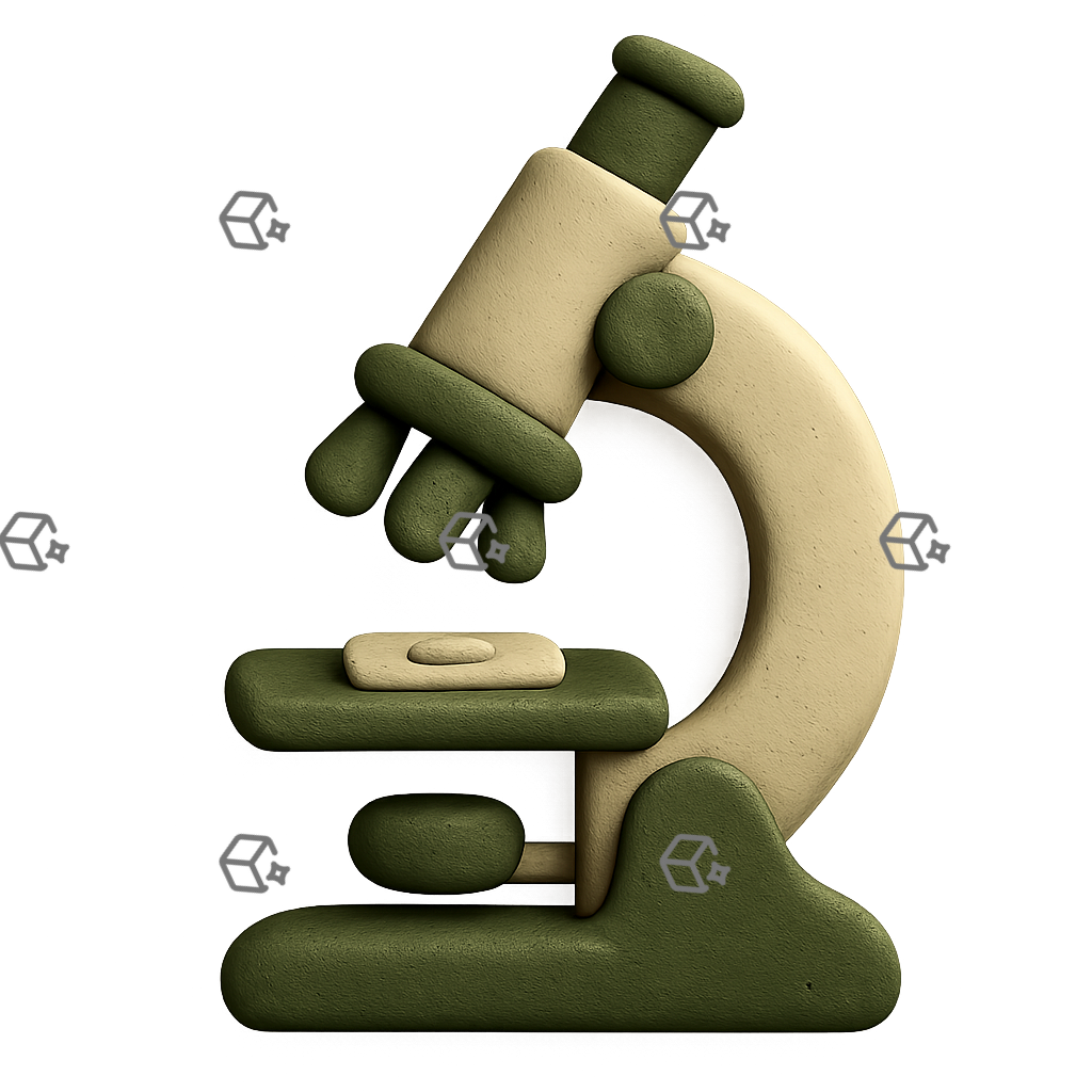 Clay-Style 3D Microscope Icon — Ivory & Olive by ThreeDIcons