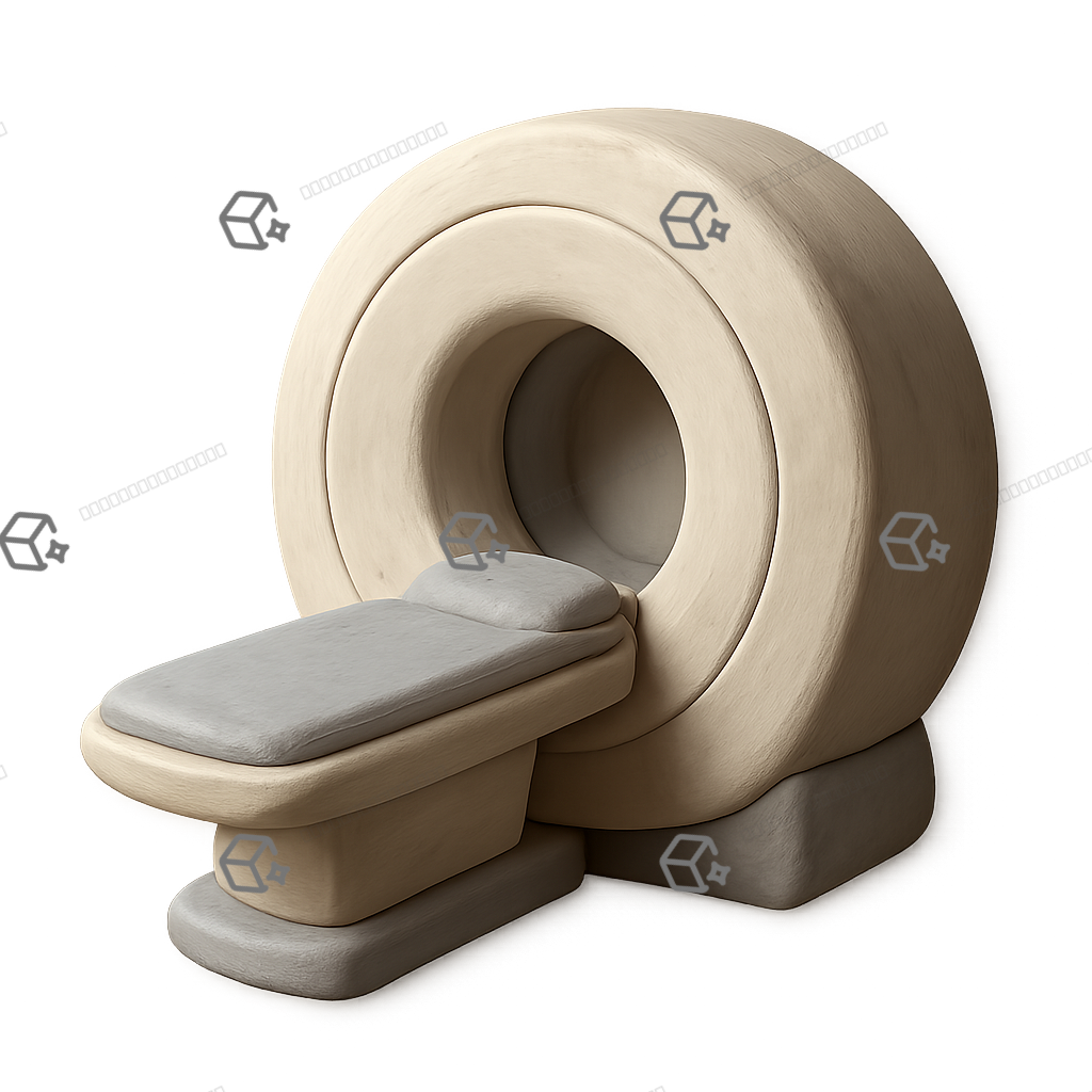 Clay-Style 3D MRI Scanner Icon — Soft Medical Design