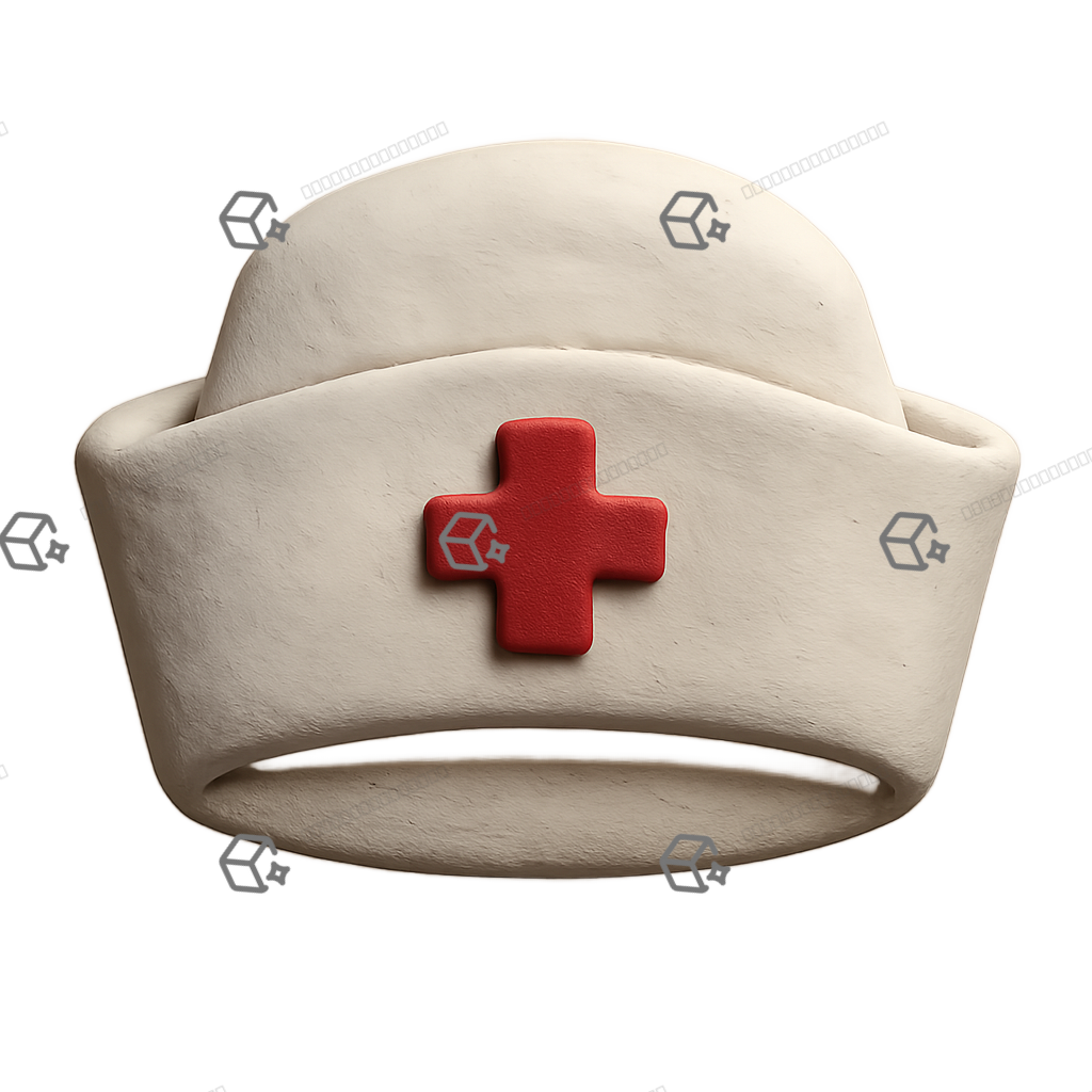ThreeDIcons Matte 3D Clay Nurse Cap with Red Cross
