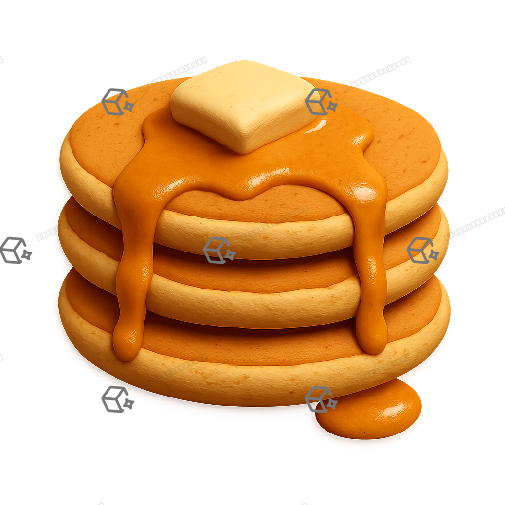 Matte Tactile 3D Clay Pancake Stack with Syrup & Butter