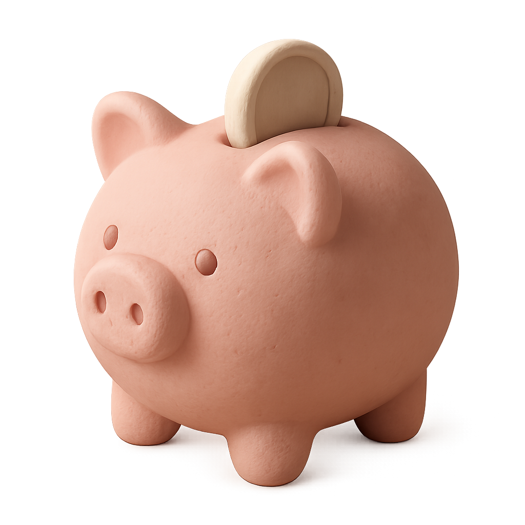 ThreeDIcons Pastel Clay Piggy Bank Icon with Coin Insert