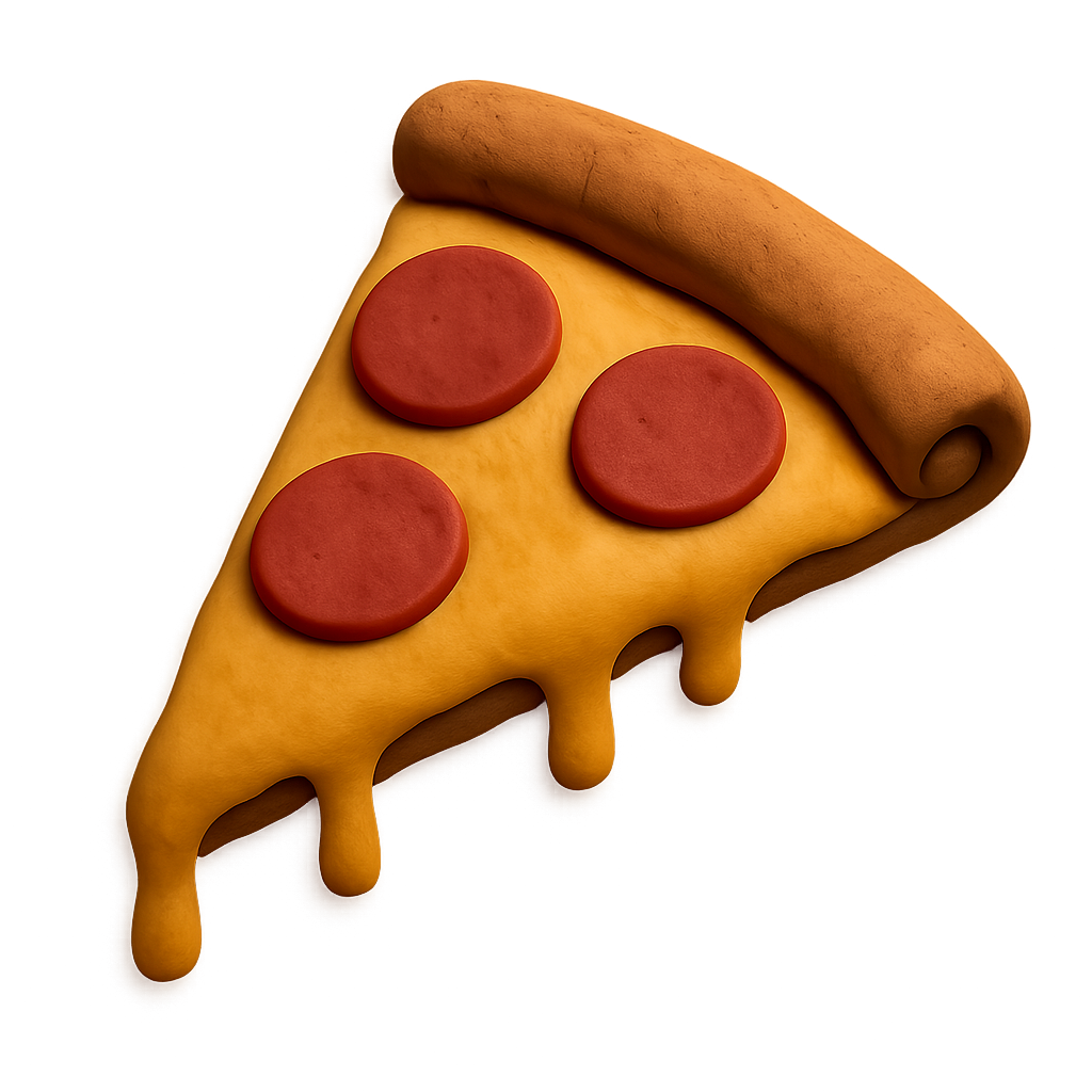 Clay 3D Pizza Slice Icon — Gooey Cheese & Pepperoni