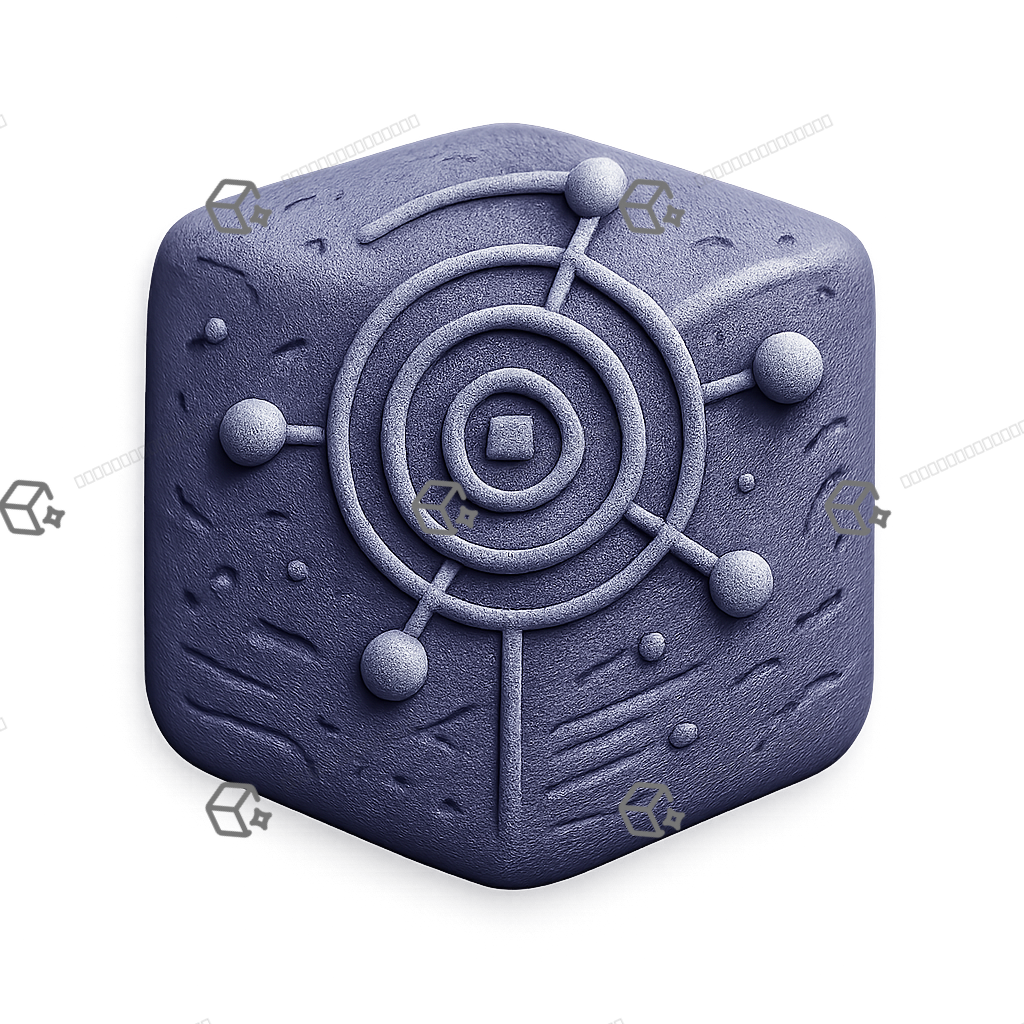 3D Clay Quantum Processor Cube — Ultraviolet Silver