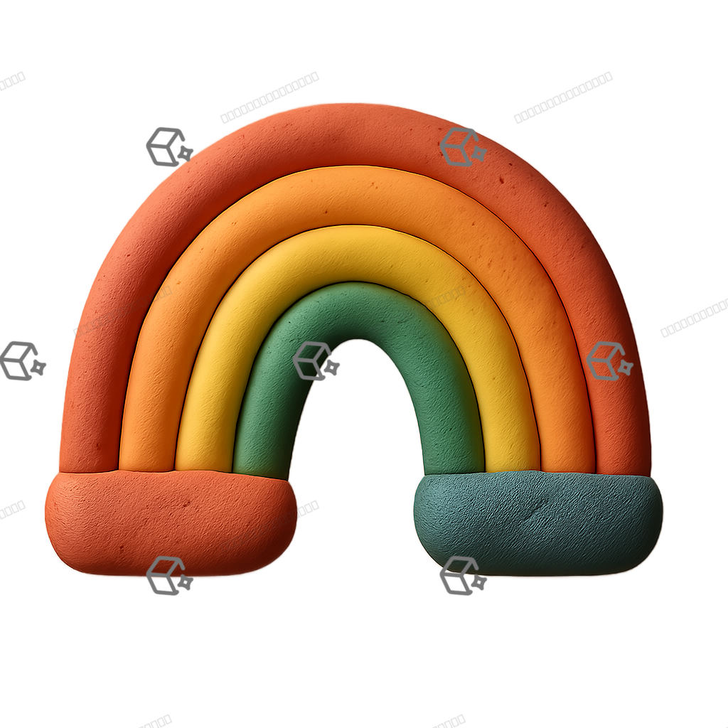 Matte 3D Clay Rainbow Icon — Soft Layered Arc for UI