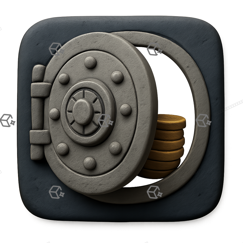 3D Clay Bank Vault Door Icon - Slightly Ajar, Tactile