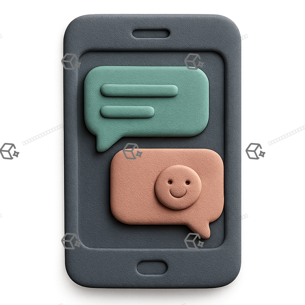 Clay Smartphone Chat Icon — 3D Soft-Tactile Design