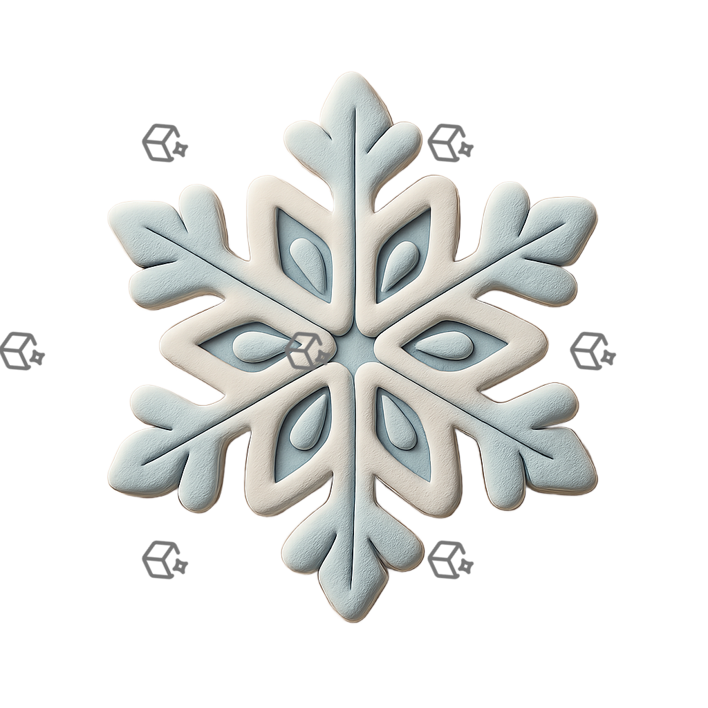 Clay Snowflake Icon — Delicate Layered Geometric Relief