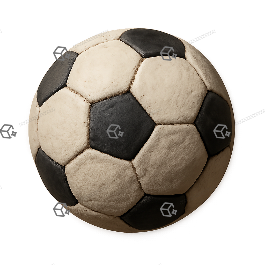 Matte 3D Clay Soccer Ball Icon — Black & White