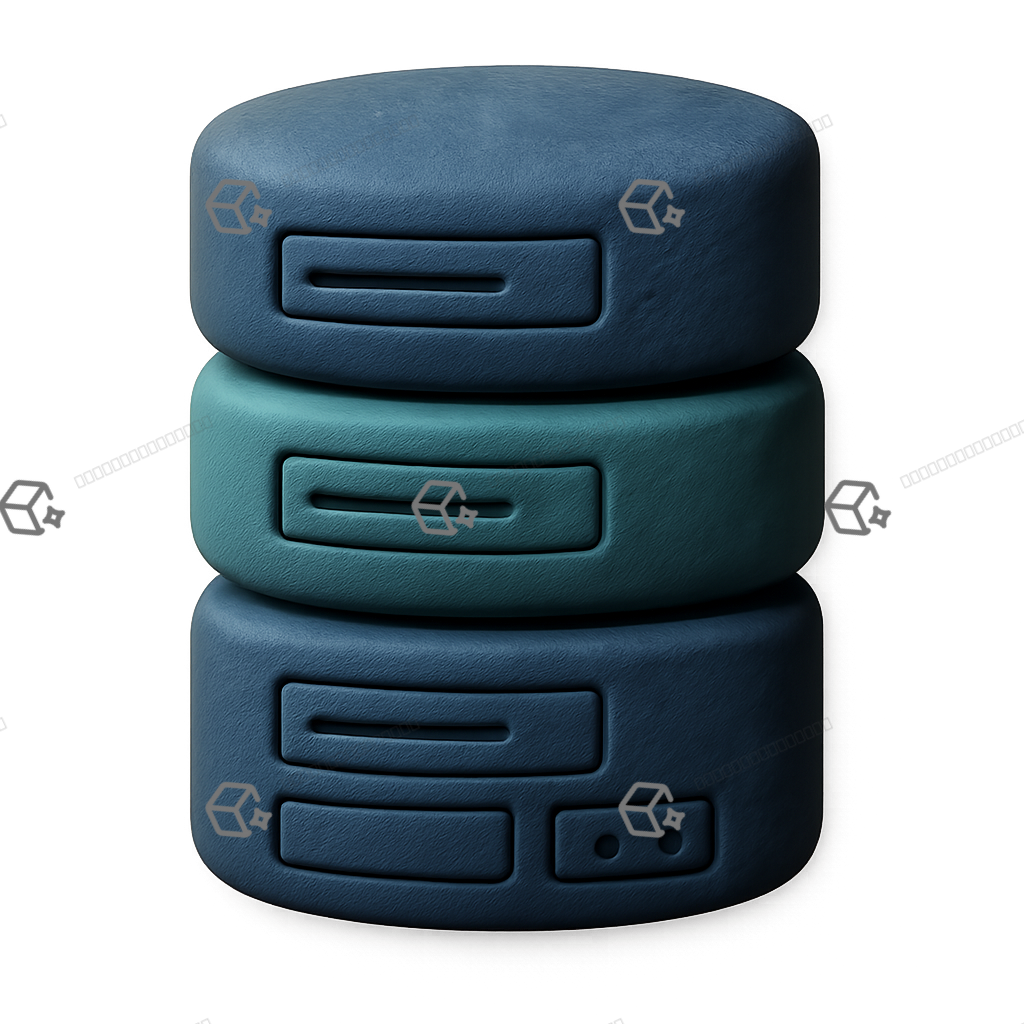 3D Clay Dataset Server Cylinder Icon — Navy & Mint