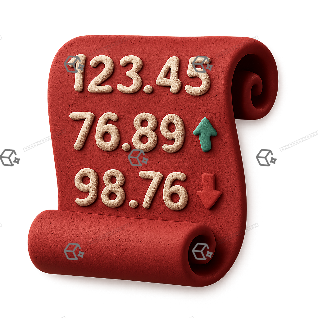 3D Clay Stock Ticker Tape Icon - Scrolling Market Ribbon