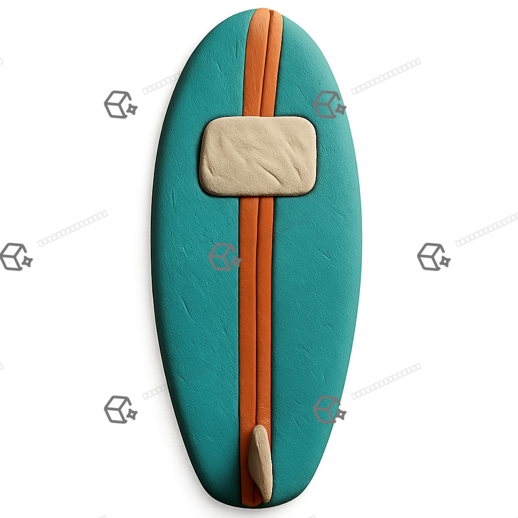 Retro Clay Longboard Surfboard Icon with Waxed Pad