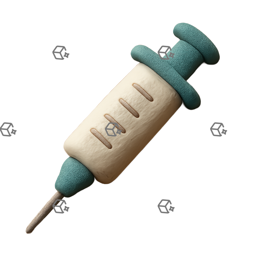 3D Clay Syringe Icon — Soft Matte Healthcare Symbol