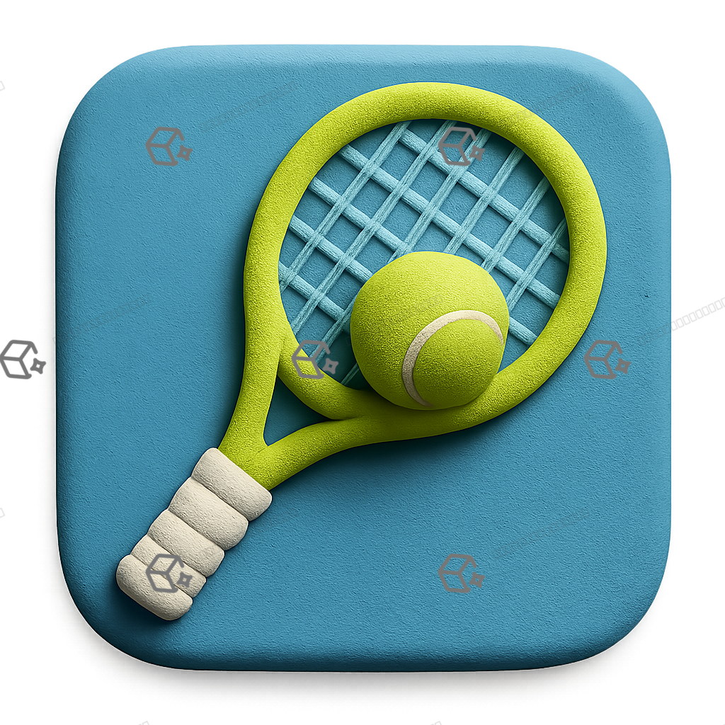 Neon Clay Tennis Racket with Fuzzy Ball — ThreeDIcons