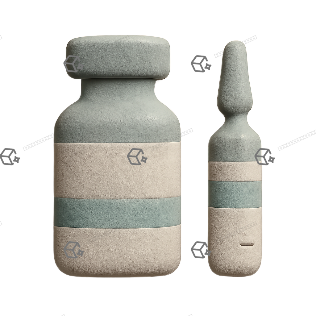 3D Clay Vaccine Vial Icon - Matte Medical Ampoule