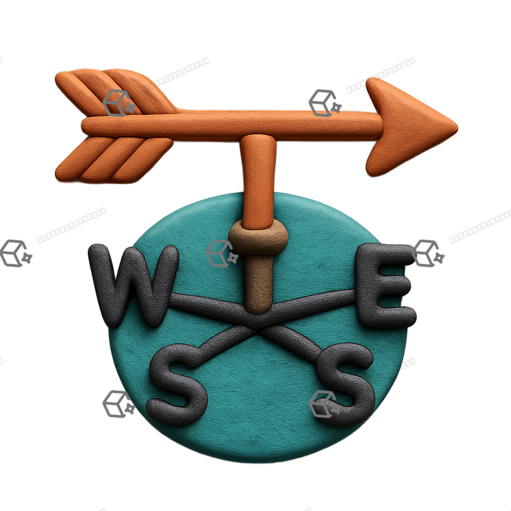 3D Clay Weather Vane Icon — Copper Arrow & Letters